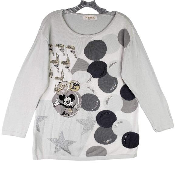 Iceberg Vtg Disney Sweater Mickey Mouse White Pullover Women’s Medium Flaw - Picture 2 of 9